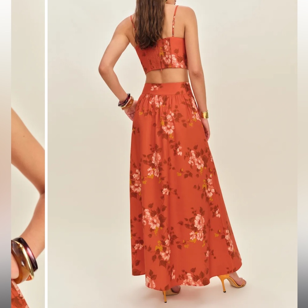 Reformation Amor Two Piece Orange - Size 8 - Picture 3 of 6